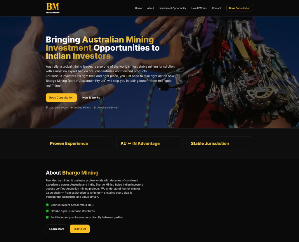 Bhargo Mining website preview