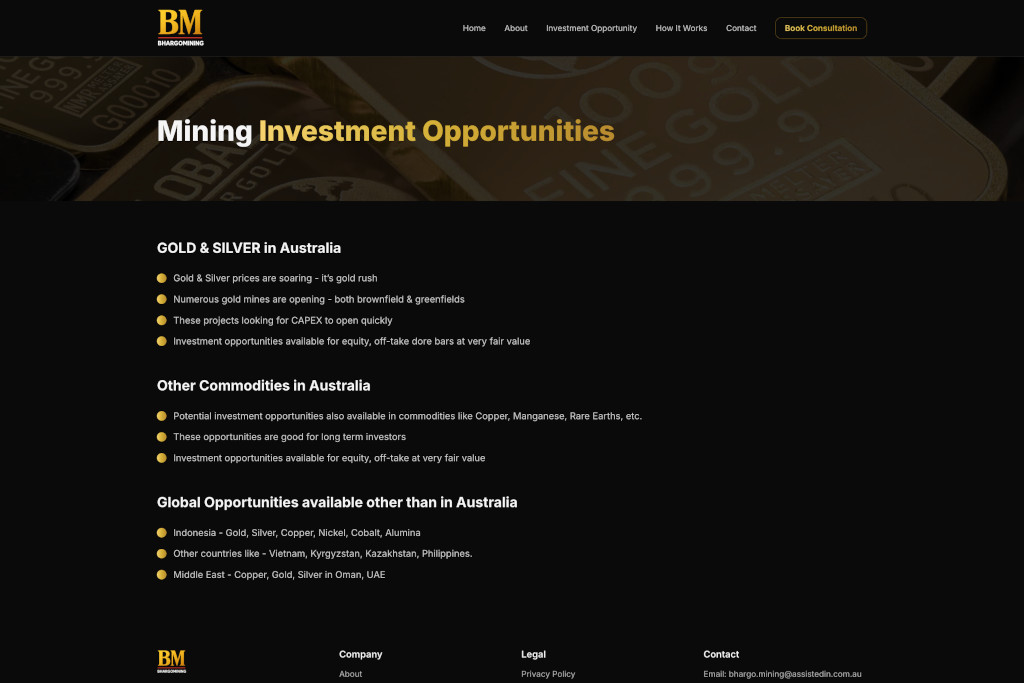 Bhargo Mining opportunities section