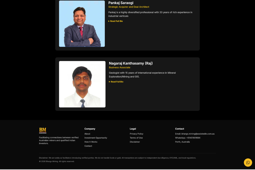 Bhargo Mining team section